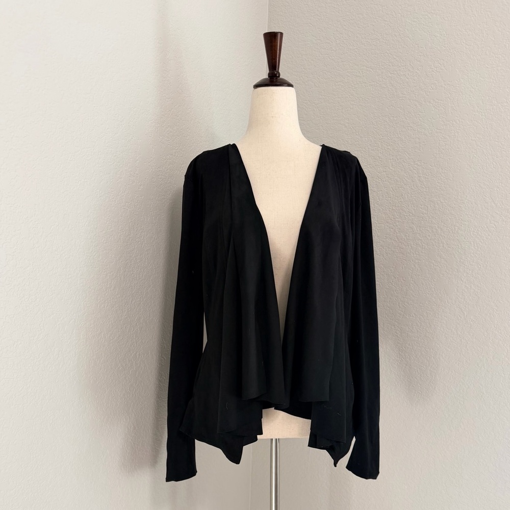 Hutch Anthropologie Black Vegan Suede Draped Cardigan Jacket